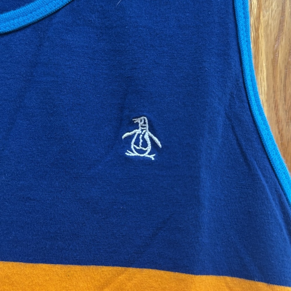 MEN’s Original Penguin Blue and Orange Tank Top size SMALL (36-38) - Picture 2 of 4